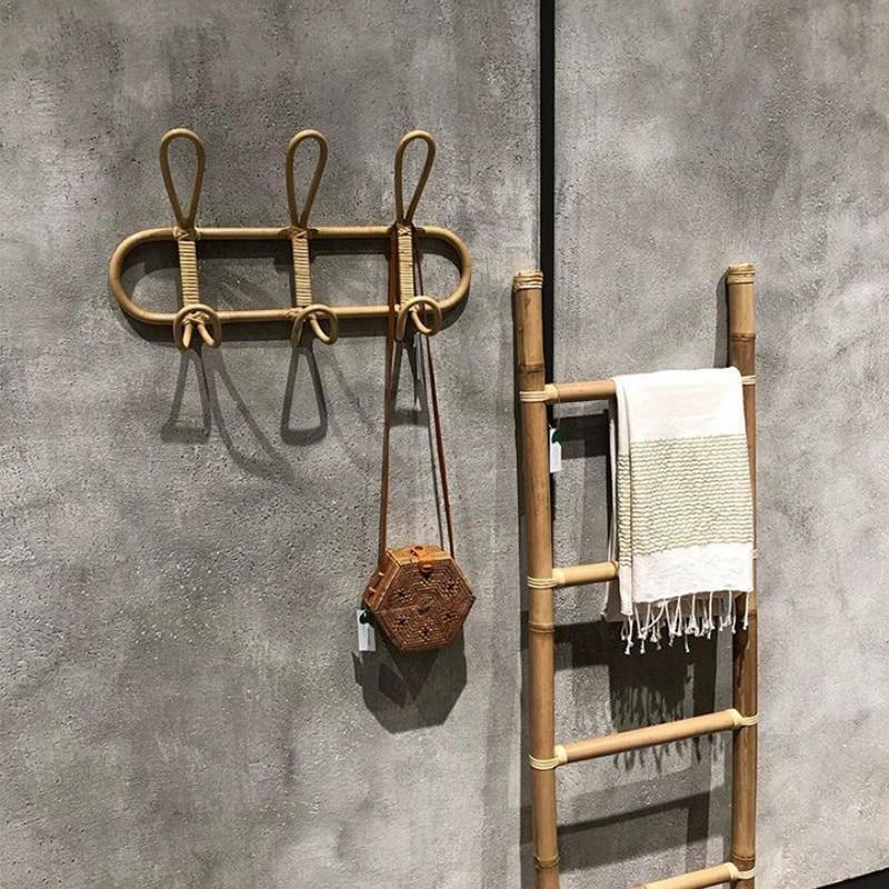 Handwoven Rattan Wall Hooks – Trio Design for Style & Function - Lattea Global