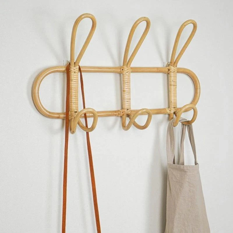 Handwoven Rattan Wall Hooks – Trio Design for Style & Function