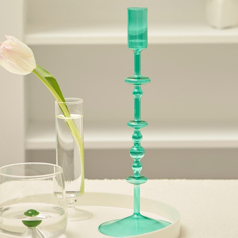 Harlow Handblown Glass Candlestick Holders - Lattea Global