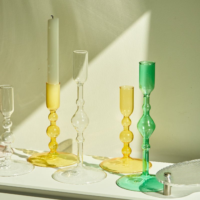 Harlow Handblown Glass Candlestick Holders - Lattea Global
