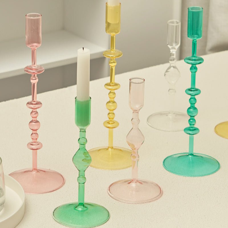 Harlow Handblown Glass Candlestick Holders - Lattea Global