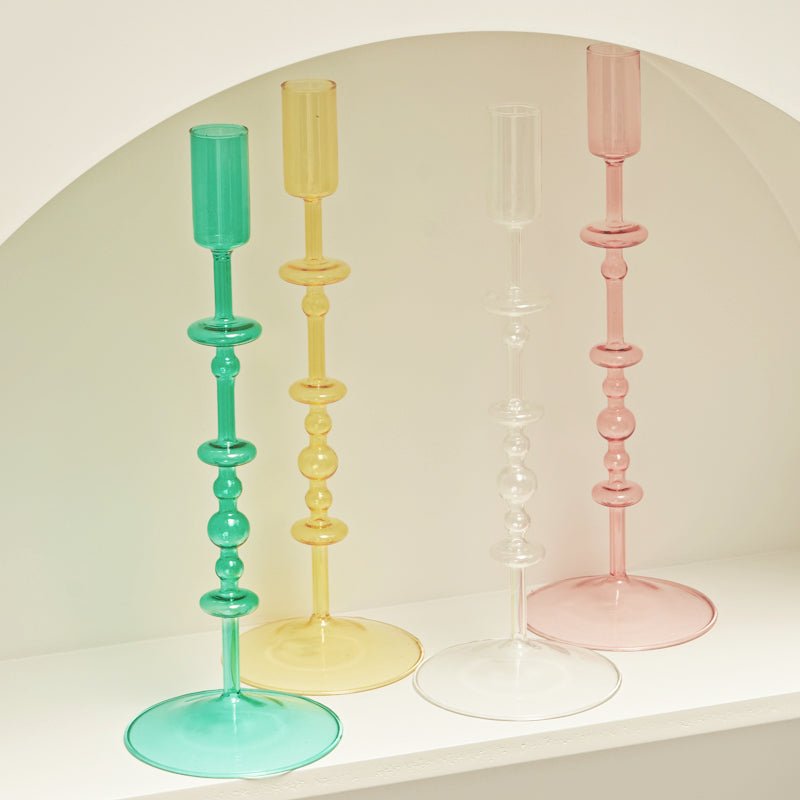 Harlow Handblown Glass Candlestick Holders - Lattea Global