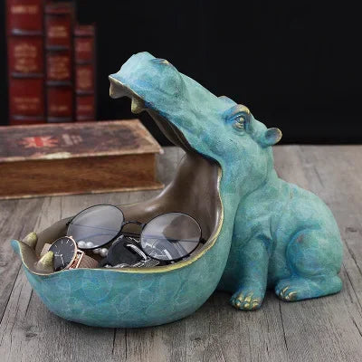 Hippo Figurine Decor Resin Accent