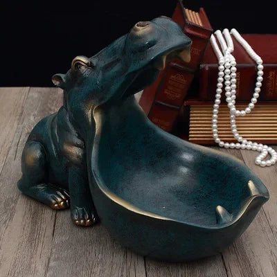 Hippo Figurine Decor Resin Accent