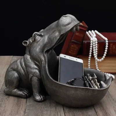 Hippo Figurine Decor Resin Accent