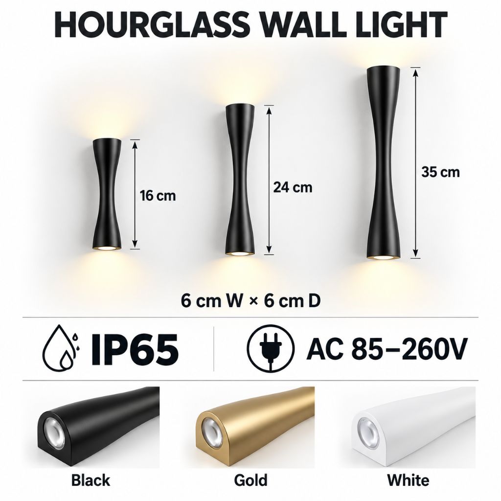 Hourglass Aluminium Up & Down LED Outdoor Wall Light IP65