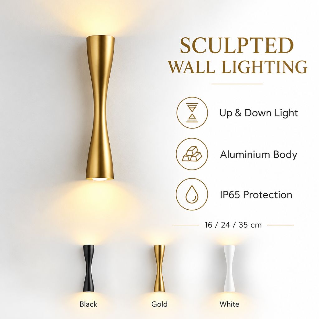 Hourglass Aluminium Up & Down LED Outdoor Wall Light IP65