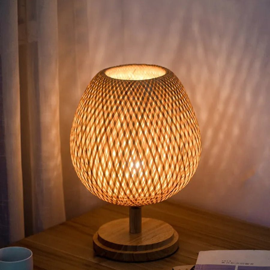 Hygge Handmade Bamboo & Wood Rattan Table Lamp - Lattea Global