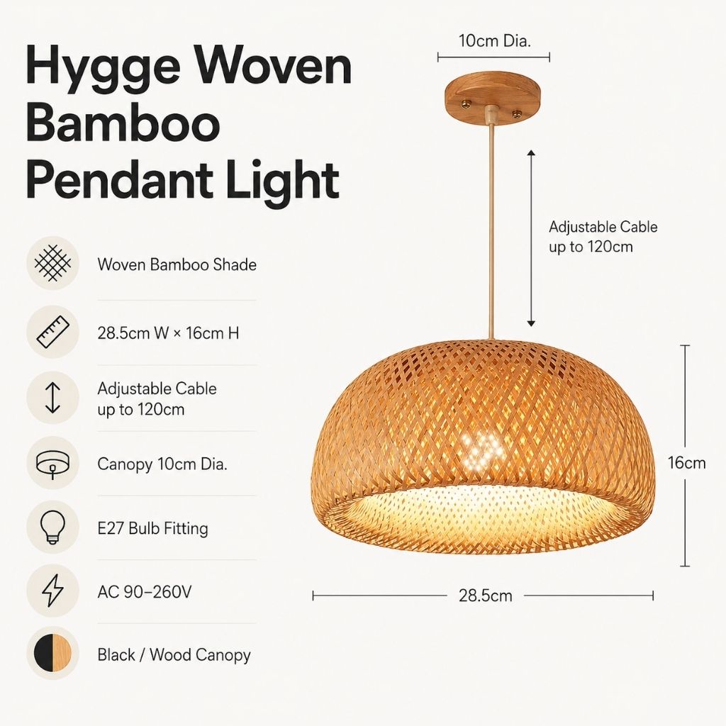 Hygge Woven Bamboo Pendant Light