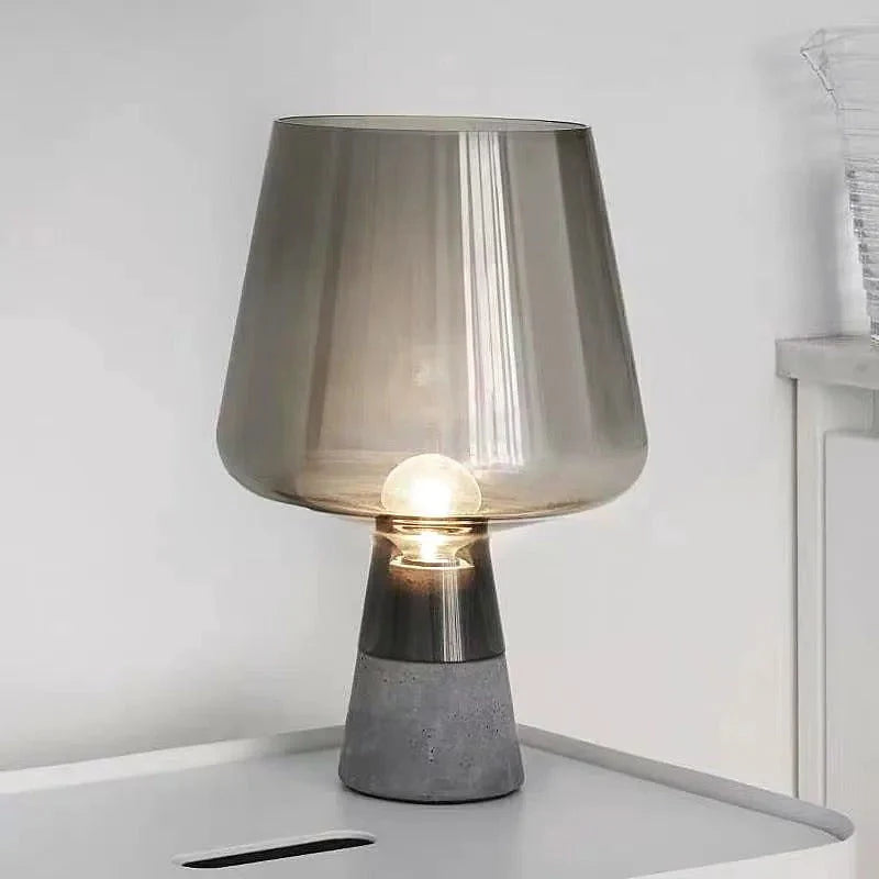 Amber Glass Table Lamp with Cement Base