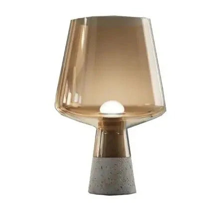 Amber Glass Table Lamp with Cement Base