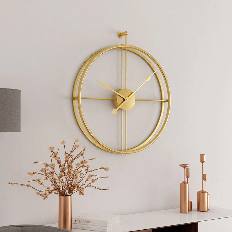 IronClock Gold - Minimalist Large Metal Wall Clock