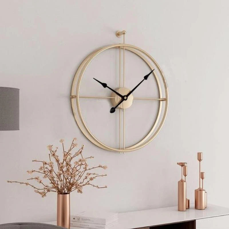 IronClock Gold - Minimalist Large Metal Wall Clock