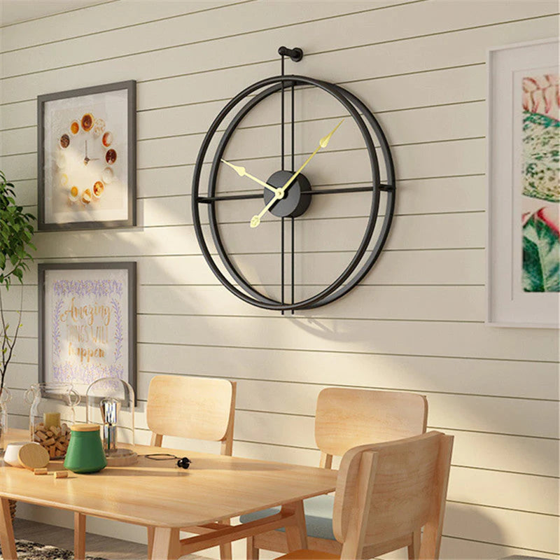 IronClock Black - Minimalist Large Metal Wall Clock