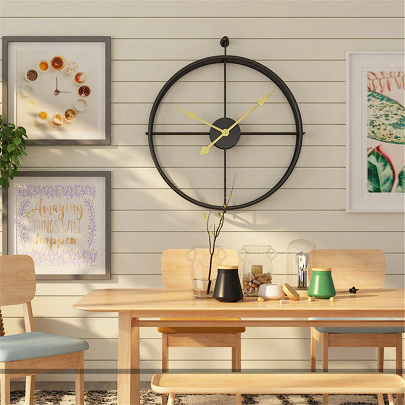 IronClock Black - Minimalist Large Metal Wall Clock