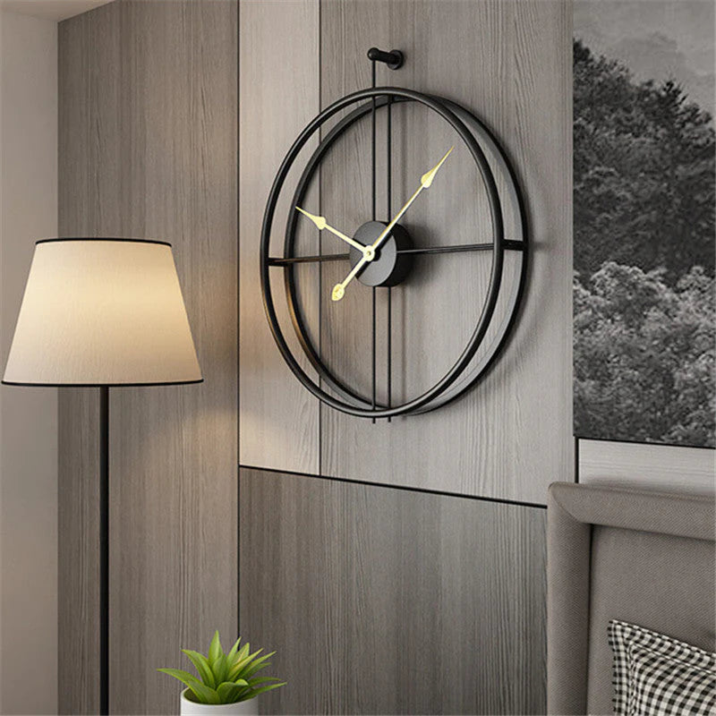 IronClock Black - Minimalist Large Metal Wall Clock