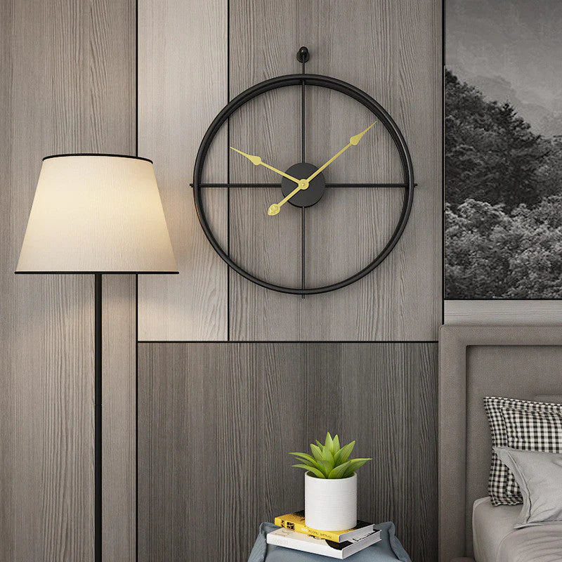 IronClock Black - Minimalist Large Metal Wall Clock