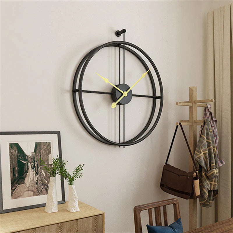 IronClock Black - Minimalist Large Metal Wall Clock