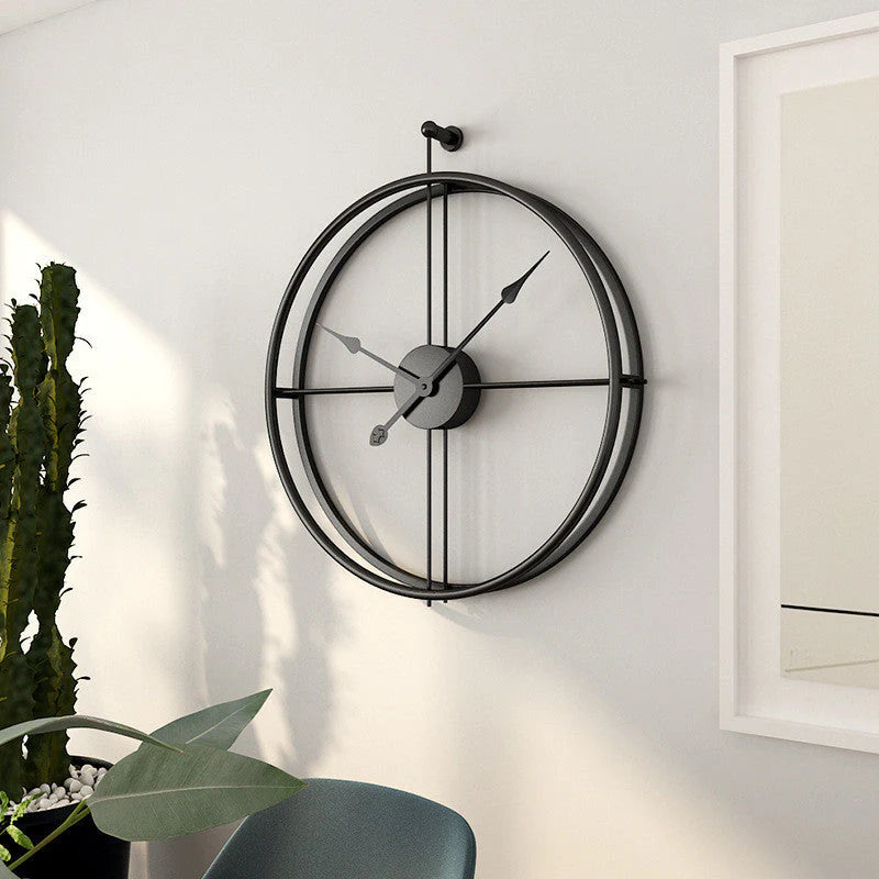 IronClock Black - Minimalist Large Metal Wall Clock