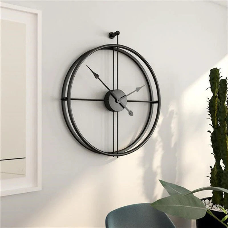 IronClock Black - Minimalist Large Metal Wall Clock