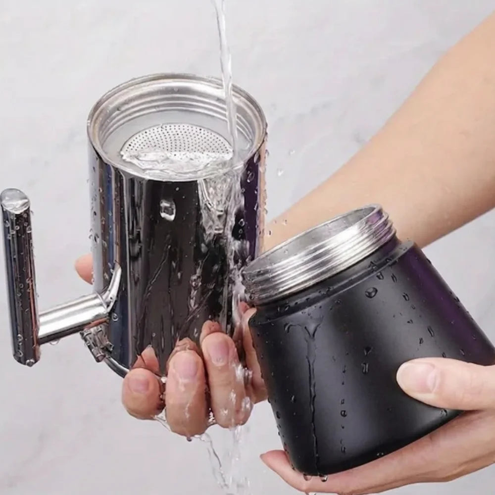 Italian moka pot - stainless steel with black base design – view 9