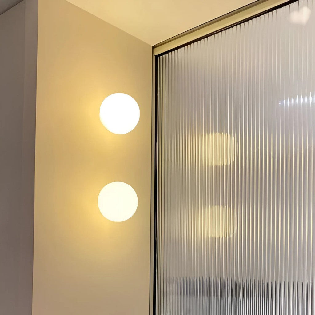 Japandi Minimalist Spherical Glass Wall Light Sconce