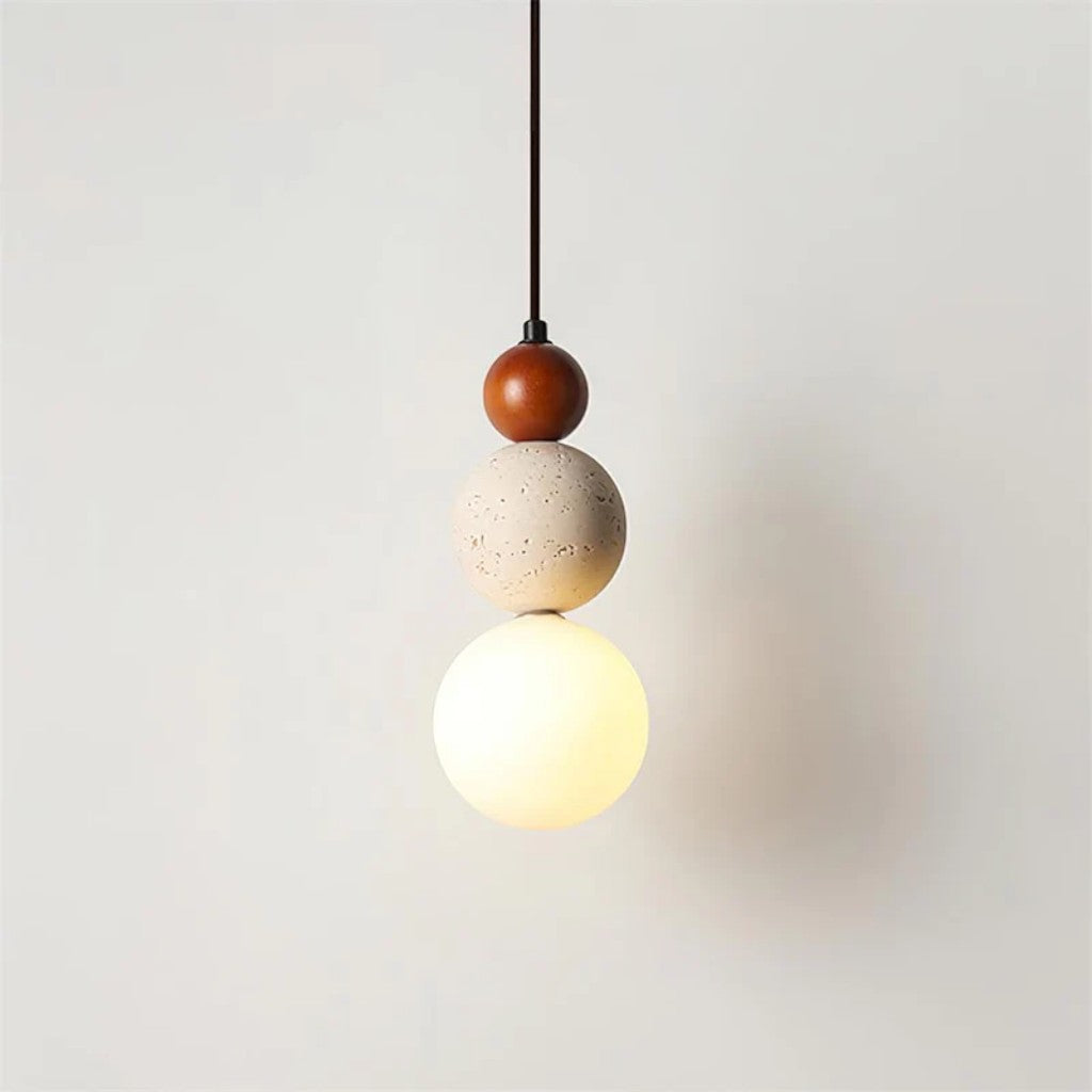 Japandi Travertine Orbs Pendant Light
