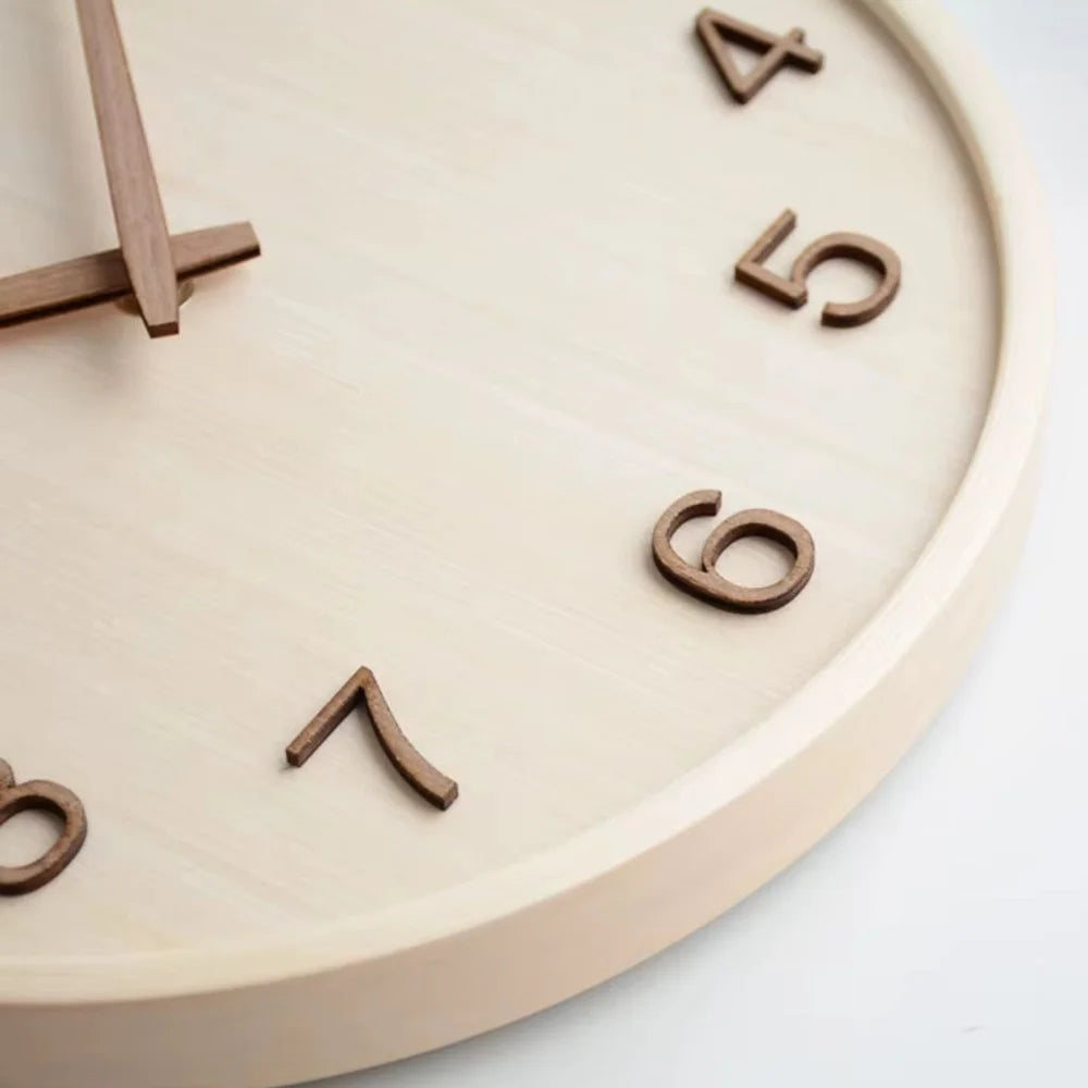 Japanese style silent wooden wall clock 30cm retro quartz analogue - view 8