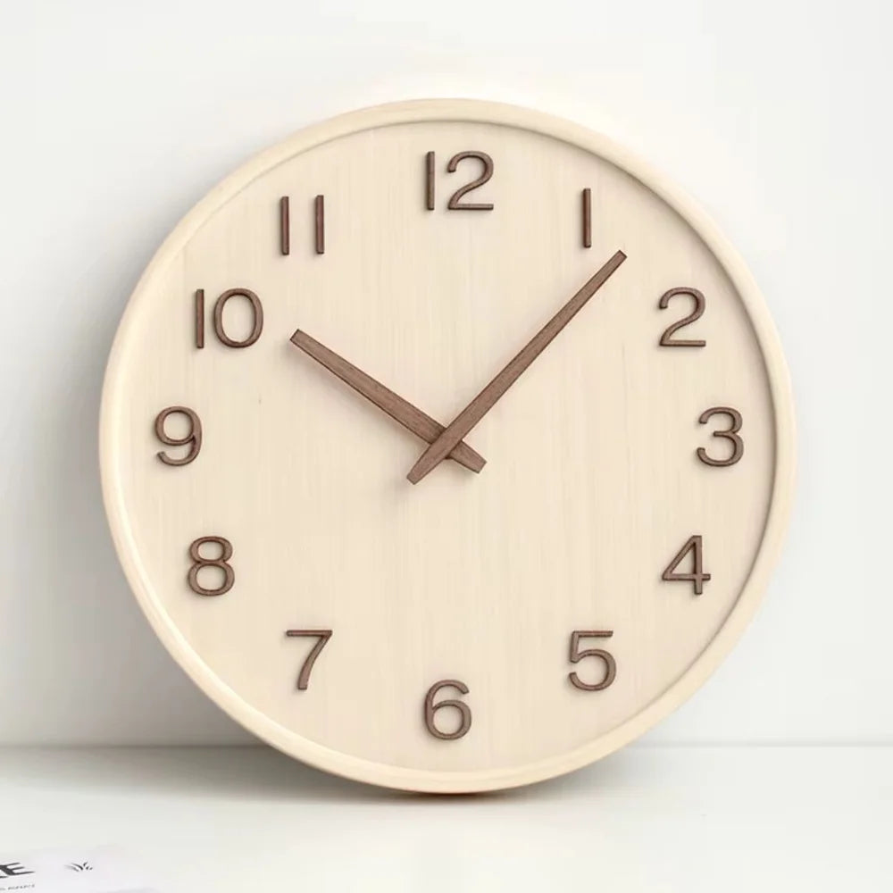 Japanese style silent wooden wall clock 30cm retro quartz analogue - view 9