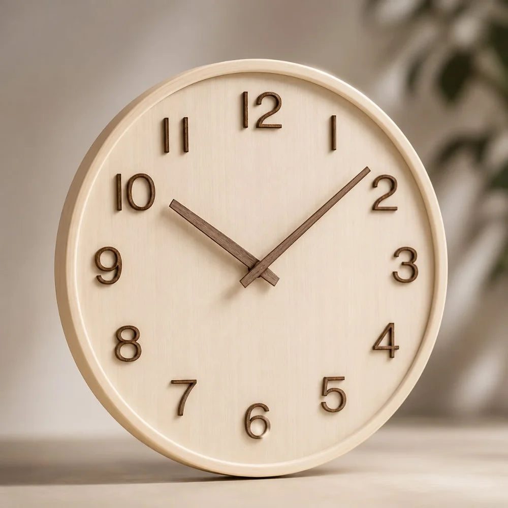 Japanese style silent wooden wall clock 30cm retro quartz analogue - view 12