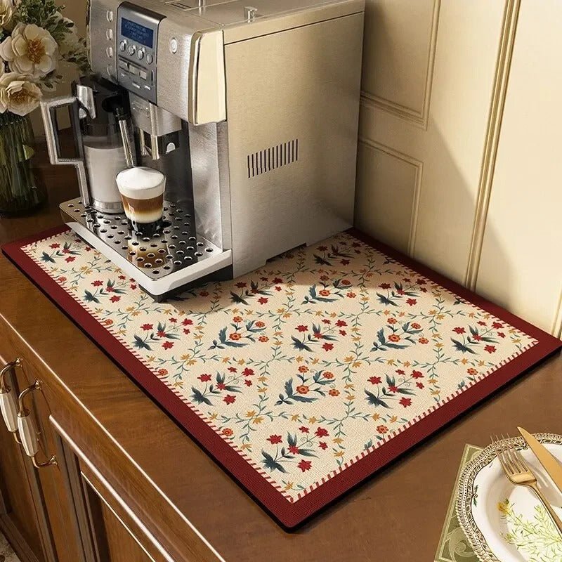Kitchen Counter Mat - Washable and Absorbent Floral Design - Lattea Global
