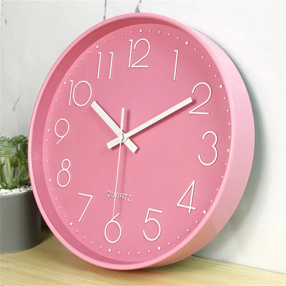 Large pink wall clock quartz minimalist nordic style – view 2