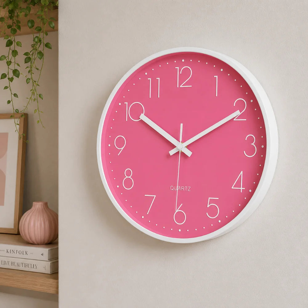 Large pink wall clock quartz minimalist nordic style – view 3