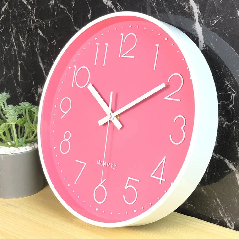 Large pink wall clock quartz minimalist nordic style – view 8
