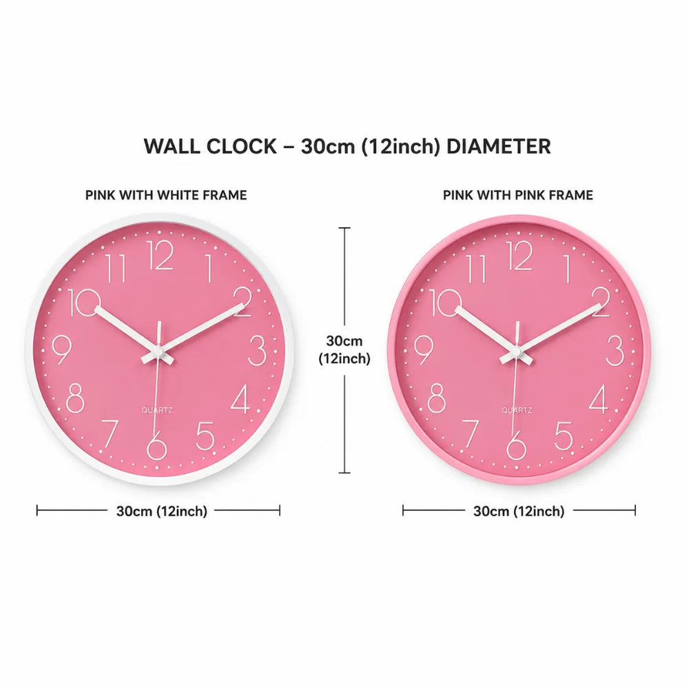 Large pink wall clock quartz minimalist nordic style – view 11