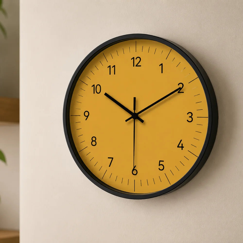 Large yellow wall clock nordic minimalist style – view 2