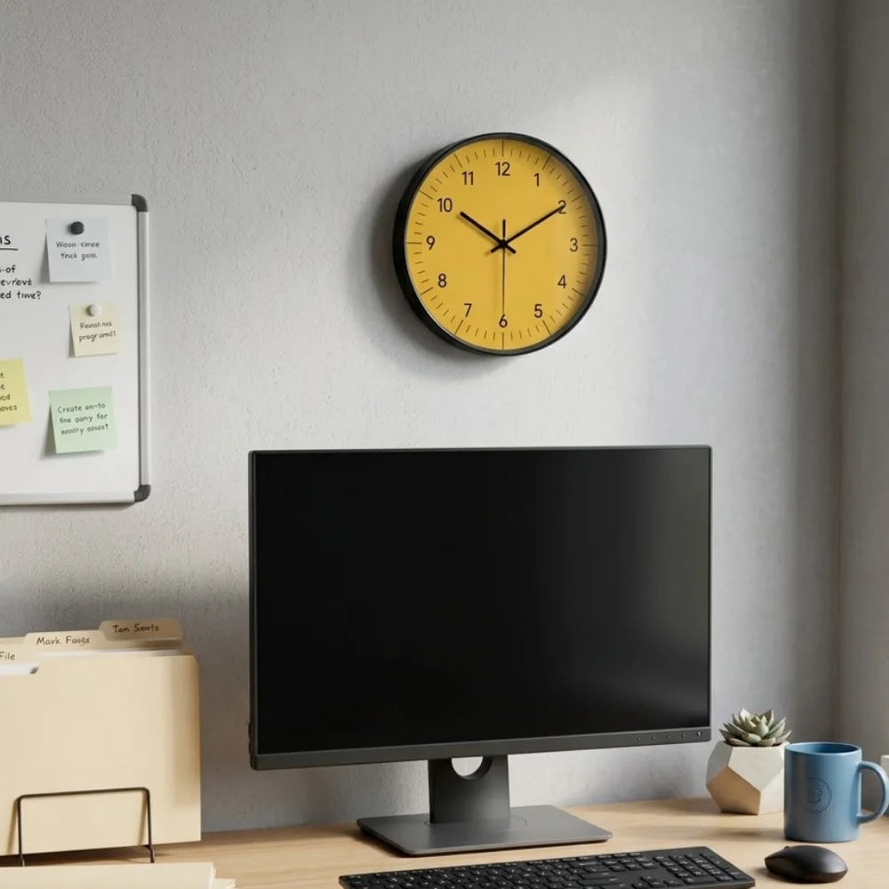 Large yellow wall clock nordic minimalist style – view 5