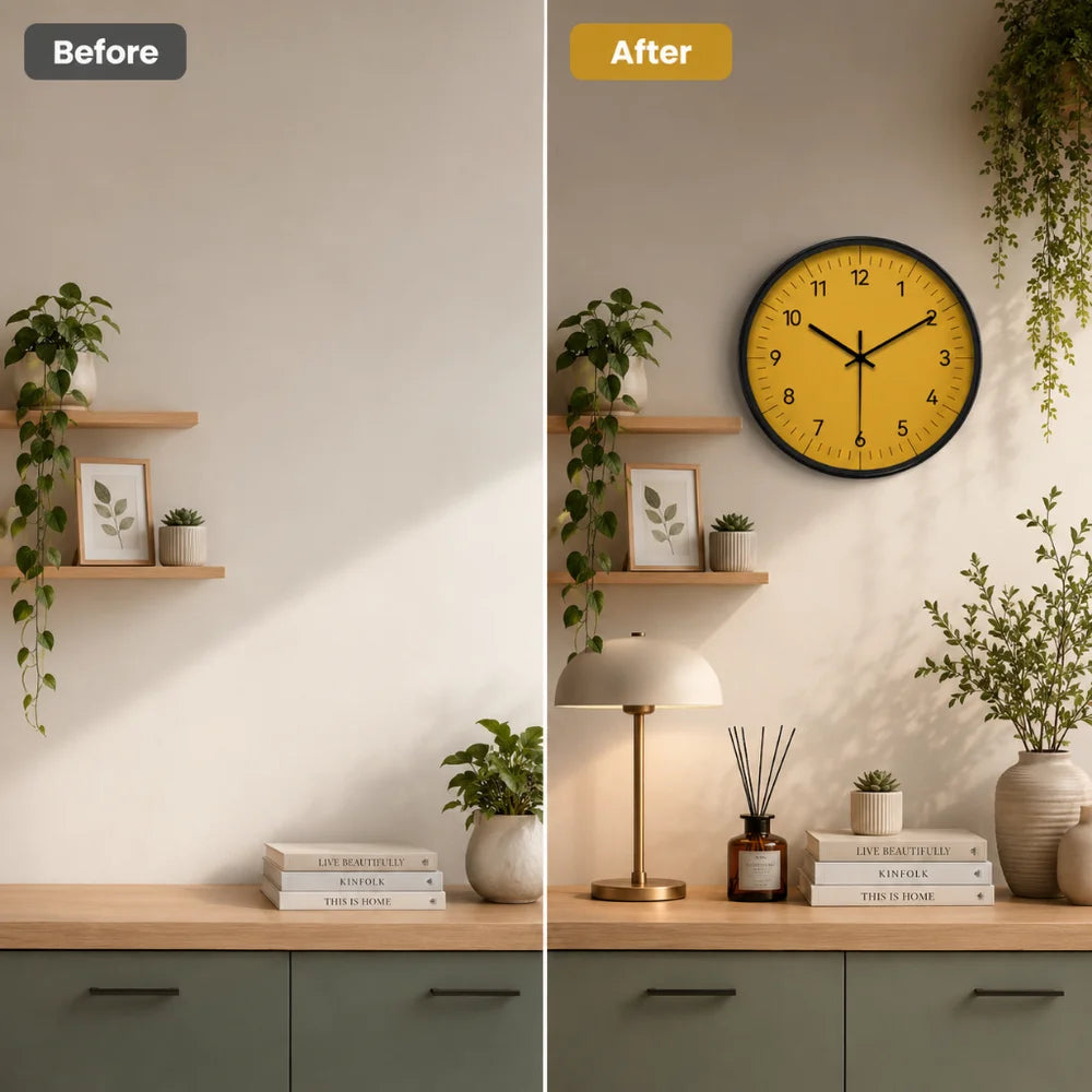 Large yellow wall clock nordic minimalist style – view 6
