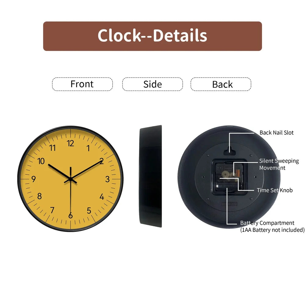 Large yellow wall clock nordic minimalist style – view 9