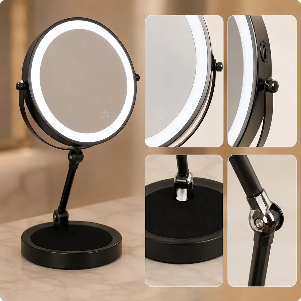 Lighted tabletop makeup mirror 10x magnifying - touch screen light control – view 7