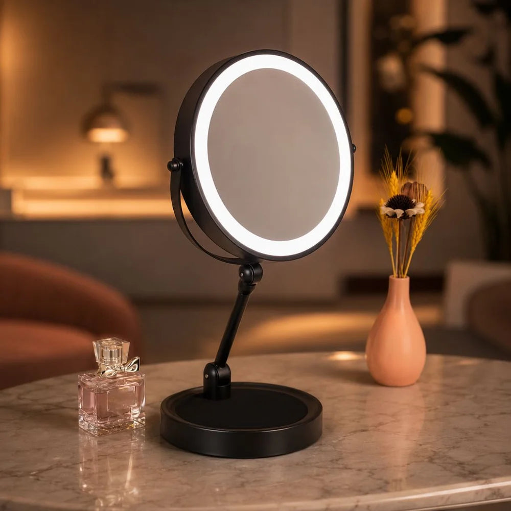 Lighted tabletop makeup mirror 10x magnifying - touch screen light control – view 8