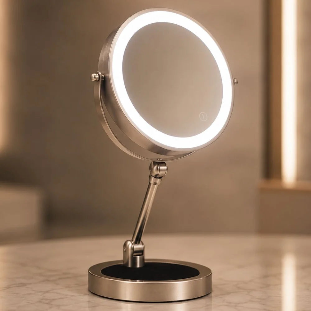 Lighted tabletop makeup mirror 10x magnifying - touch screen light control – view 10
