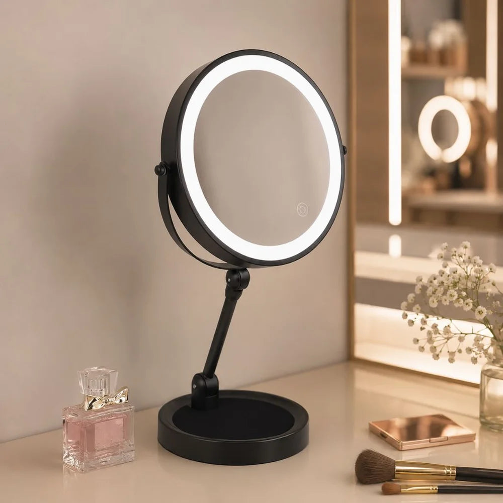 Lighted tabletop makeup mirror 10x magnifying - touch screen light control – view 11