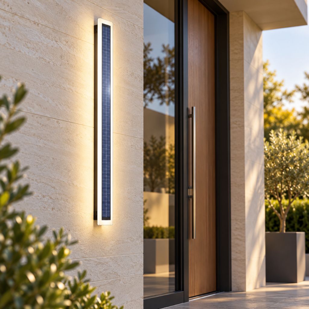 Linear Aluminium Solar LED Outdoor Wall Light IP65