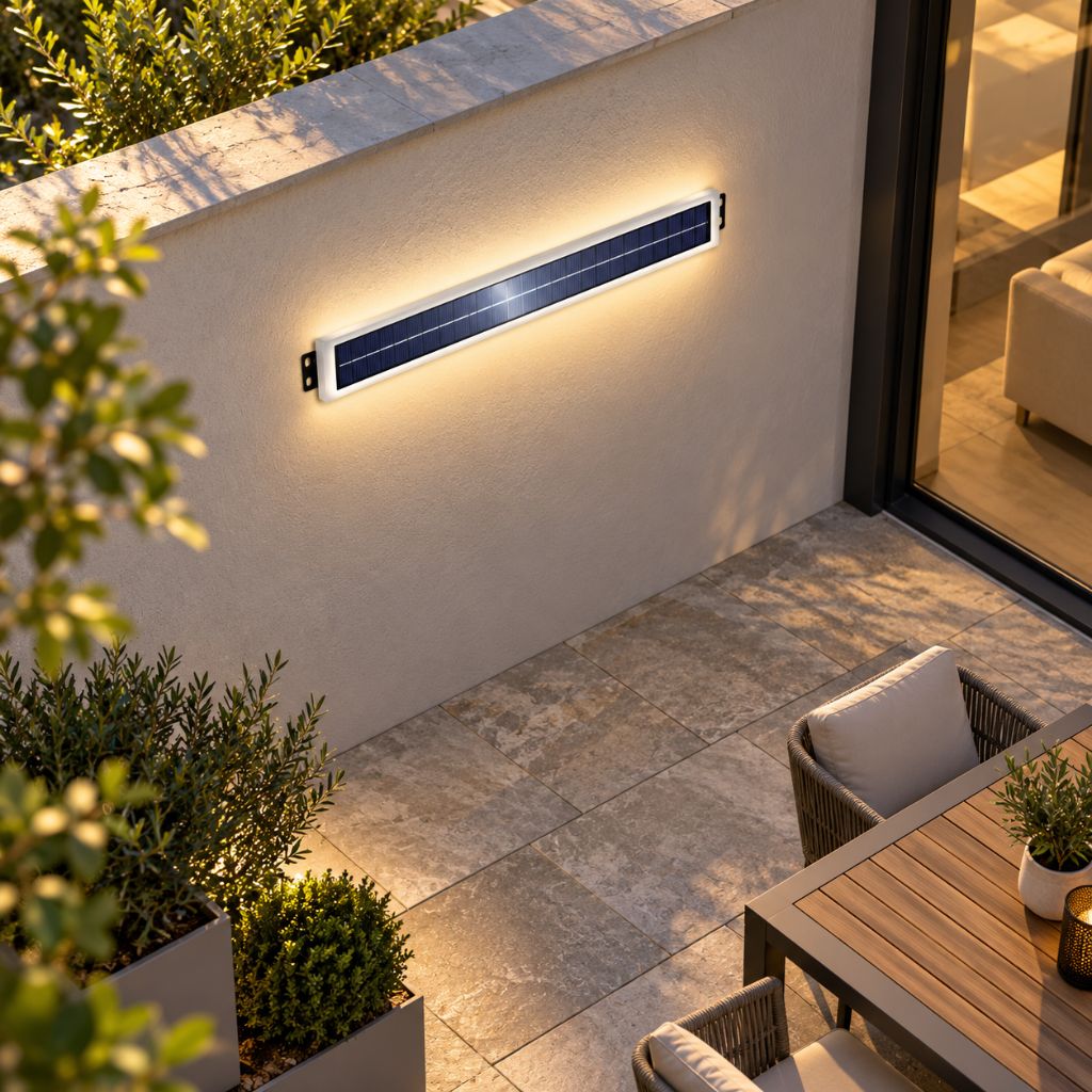 Linear Aluminium Solar LED Outdoor Wall Light IP65