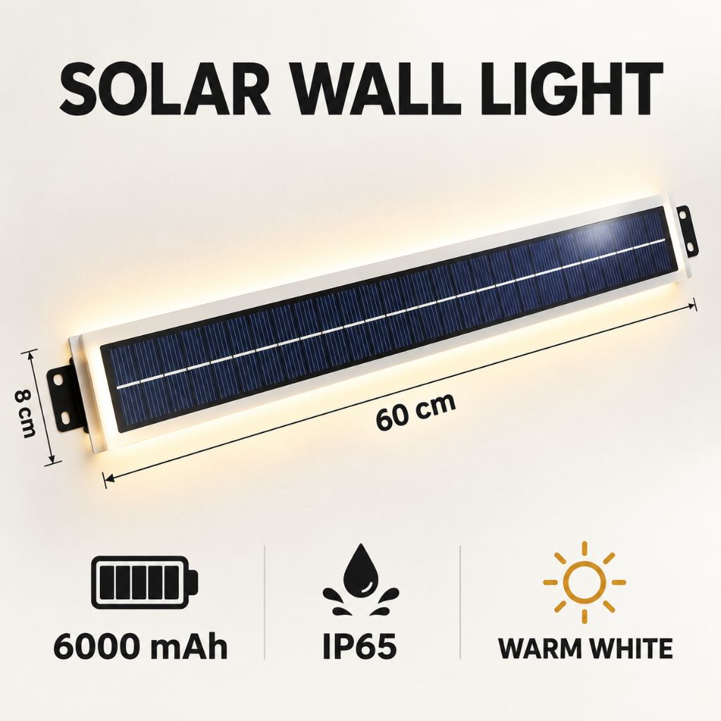 Linear Aluminium Solar LED Outdoor Wall Light IP65