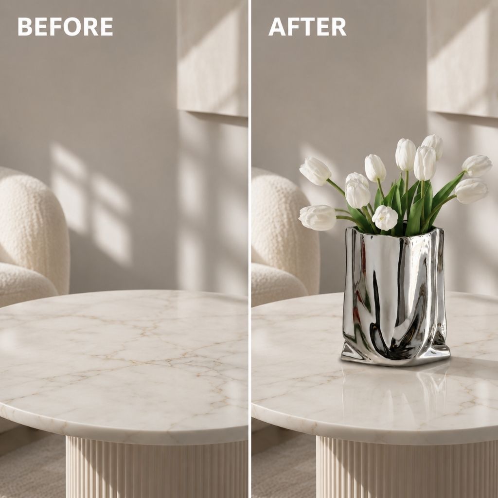 Liquid Silver Vase with Metallic Finish