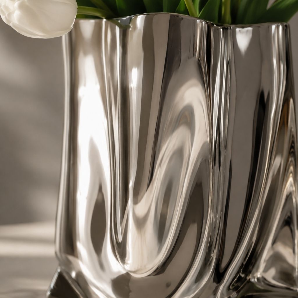 Liquid Silver Vase with Metallic Finish