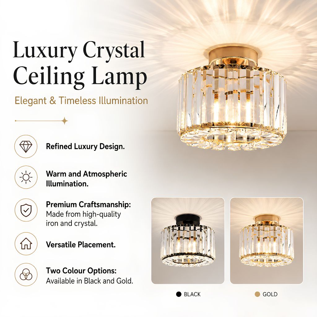 Luxury Crystal Ceiling Lamp – Elegant & Timeless Illumination