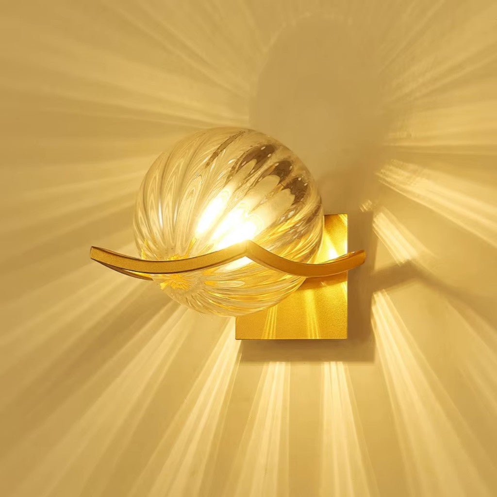 Lyra Glass Globe Wall Sconce with Gold Finish - Lattea Global
